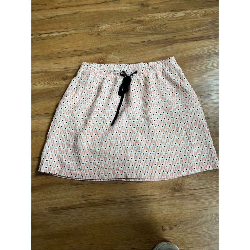Promod Medium (8) Pink and White Skirt Lined Pull on Elastic Waist Spring Pocket